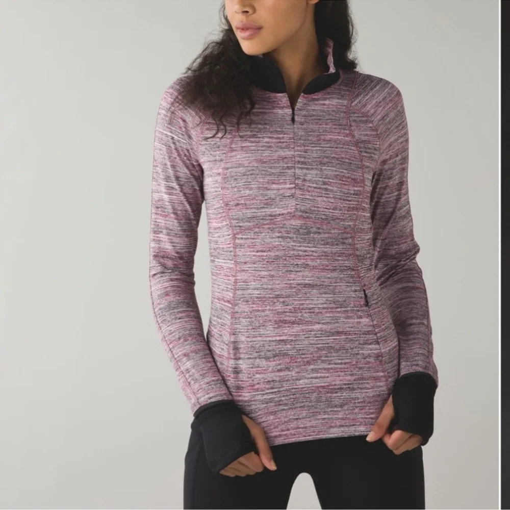 Lululemon Runderful Half Zip 1/2 Sweatshirt Rulu Space Dye Camo Berry Rumble